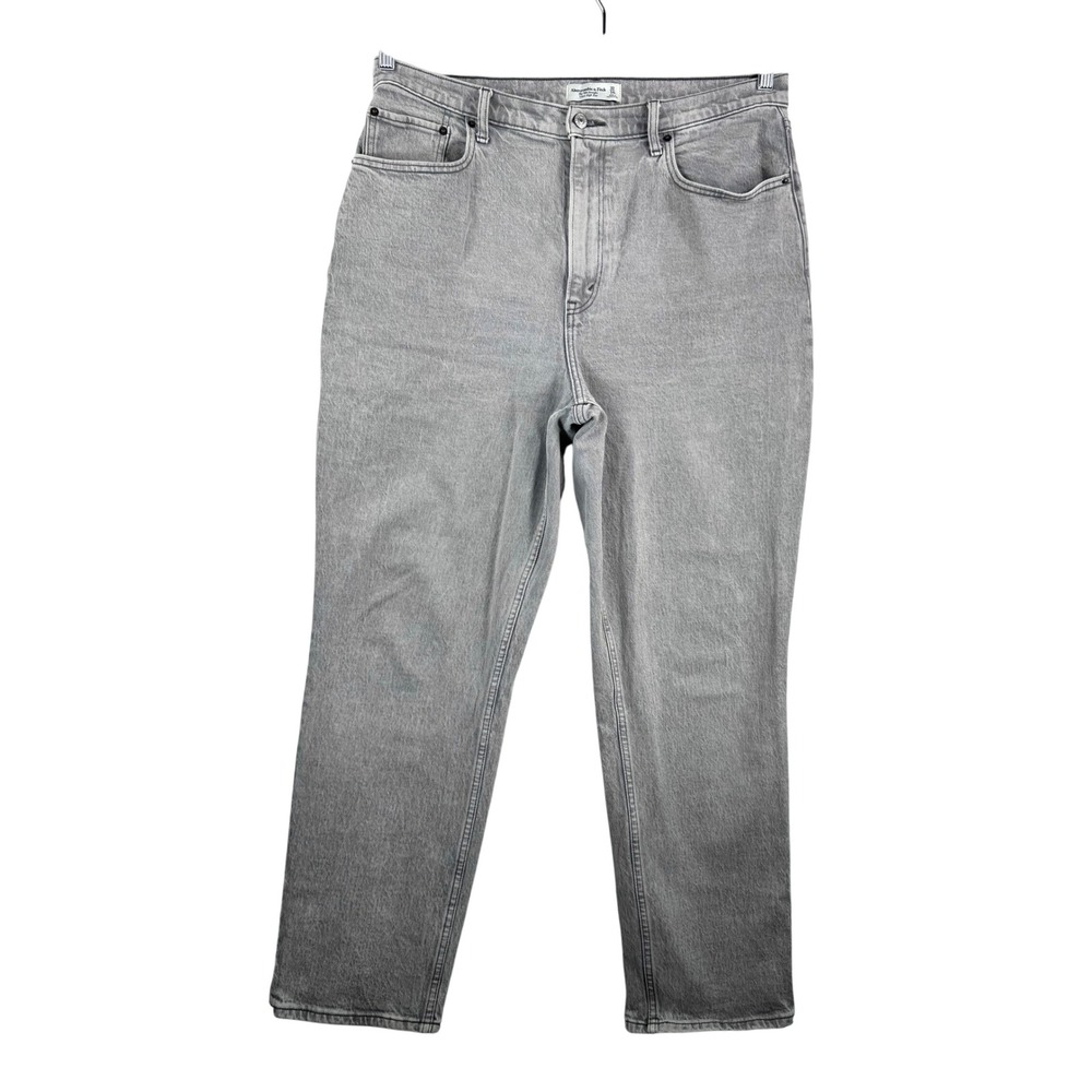 Abercrombie Fitch 90s Straight Ultra High Rise Curve Love Jeans Women sz 32 Grey